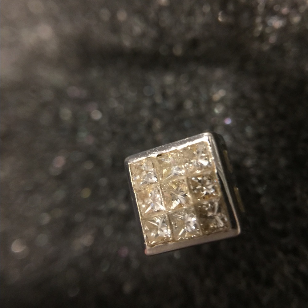 Square Cut Diamond Earring - Single - Men’s